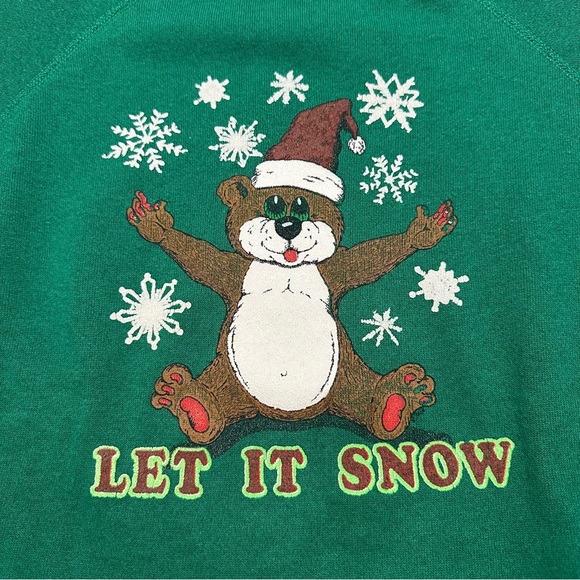 Vintage Hanes Sport Let It Snow Bear Hug Christmas Sweater Adult Size XL - Picture 7 of 7
